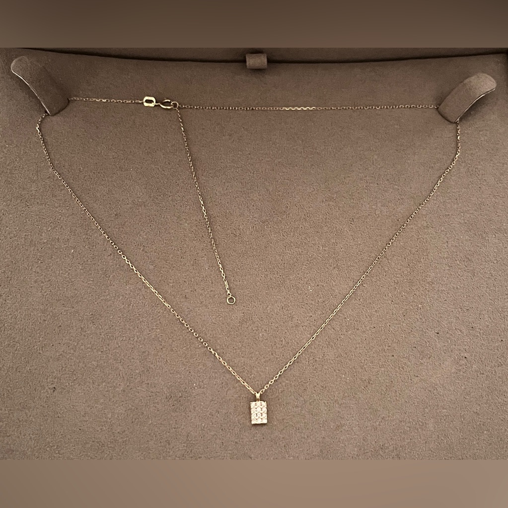 Aurate 14k Gold Diamond Signet Pendant Necklace Adjustable 1618”